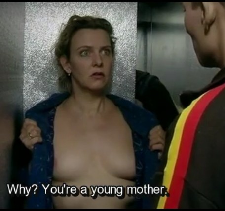 The mother showed her body to her son for evaluation